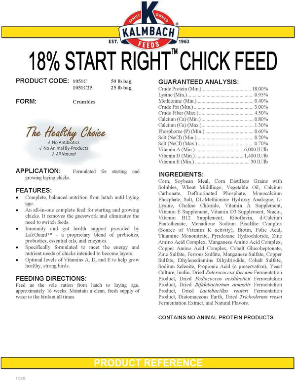 18% All Natural Start Right Chick Crumbles - 25 lb