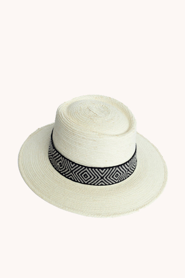 Bucket White Palm Leaf Straw Hat