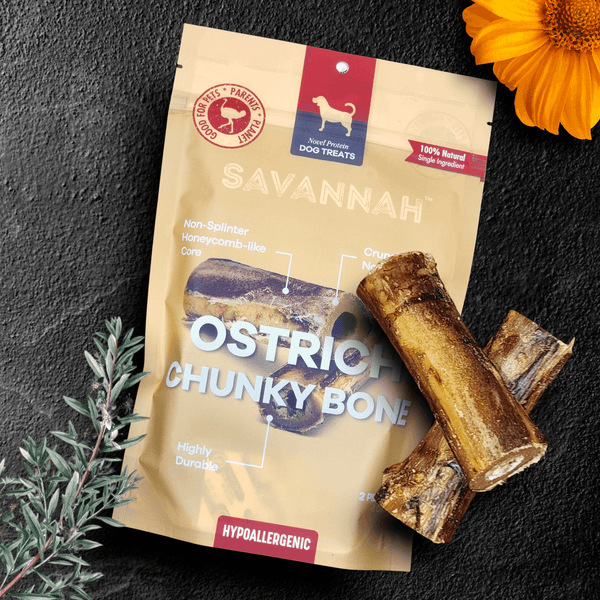 Ostrich Chunky Bones. Long-lasting, Natural Dog Gnaw Treat by Savannah Pet Food