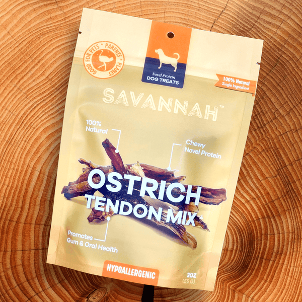 Chewy Ostrich Tendon Mix. Long-lasting, Natural Dog Chew Treat by Savannah Pet Food