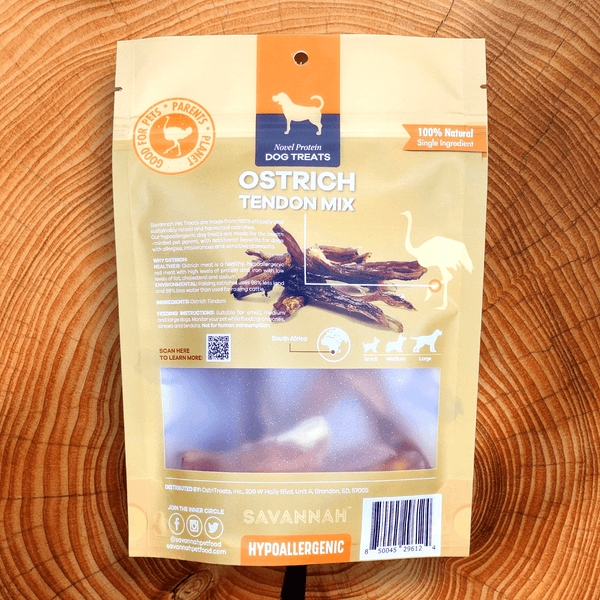 Chewy Ostrich Tendon Mix. Long-lasting, Natural Dog Chew Treat by Savannah Pet Food