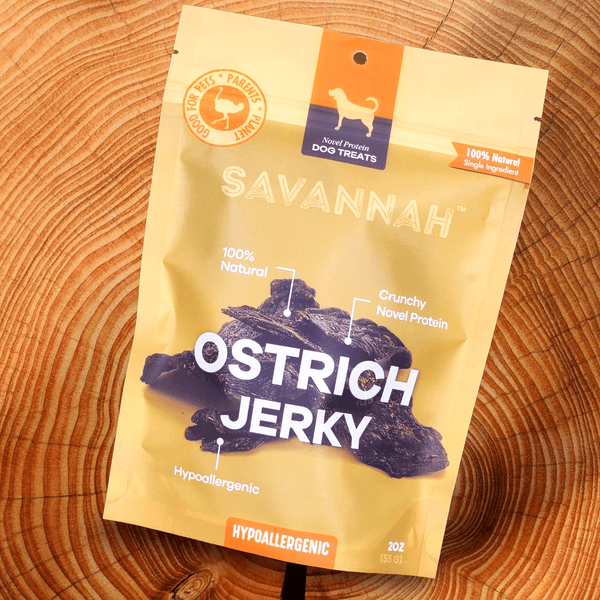 Tasty Ostrich Jerky. Protein & Iron-rich, Natural Dog Chew Treat by Savannah Pet Food