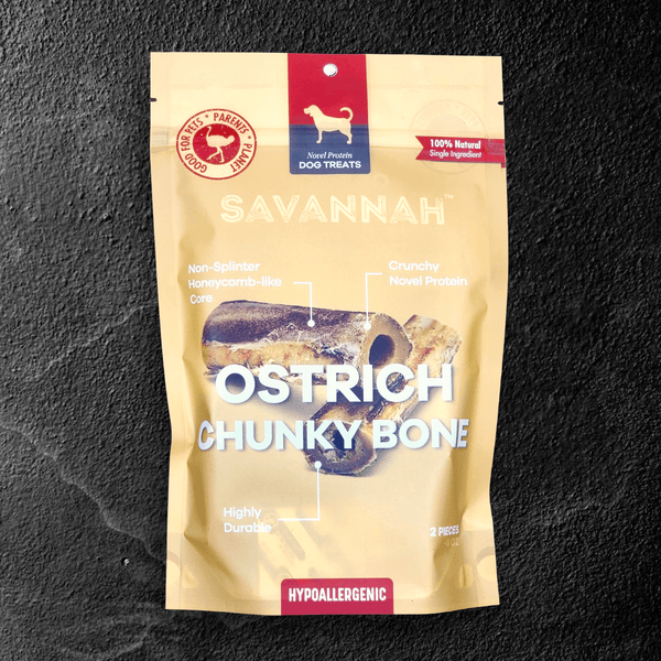 Ostrich Chunky Bones. Long-lasting, Natural Dog Gnaw Treat by Savannah Pet Food