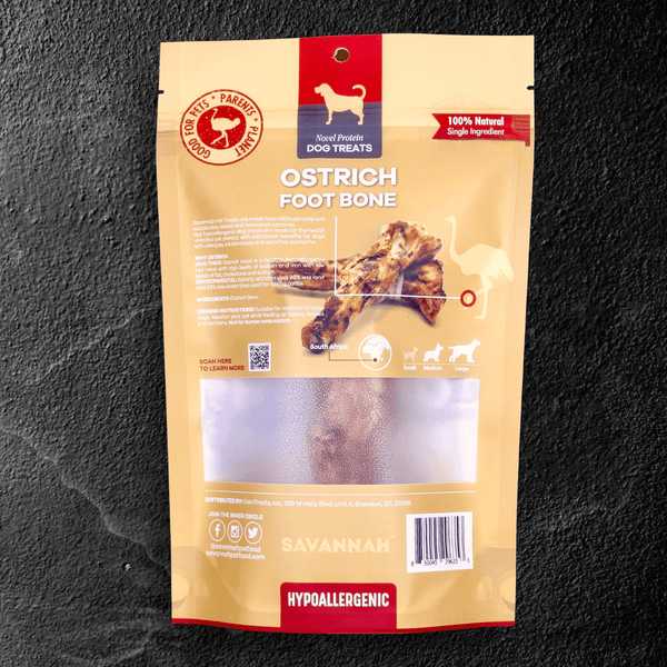 Ostrich Foot Bone. Long-lasting, Natural Dog Gnaw Treat by Savannah Pet Food