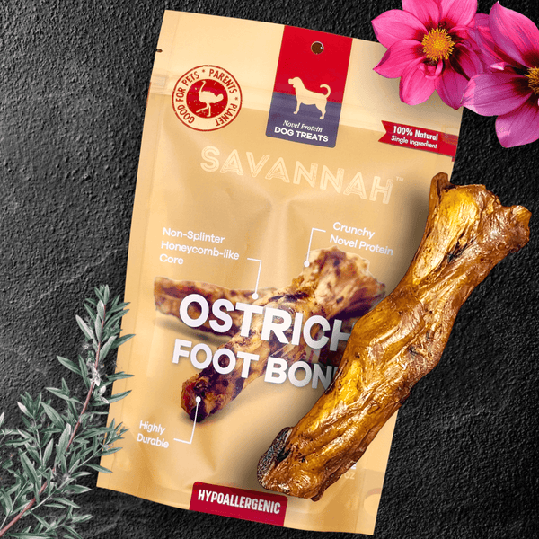 Ostrich Foot Bone. Long-lasting, Natural Dog Gnaw Treat by Savannah Pet Food