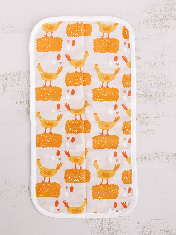 Set of 3 Flour Sack Burp Cloths - Chicken