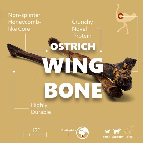 Ostrich Wing Bone. Long-lasting, Natural Dog Gnaw Treat by Savannah Pet Food