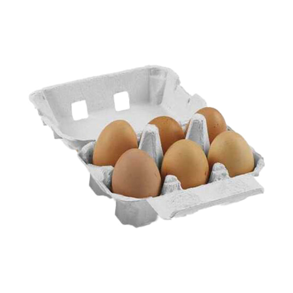 6-Egg Cartons - Natural Pulp, Flat Blank Top