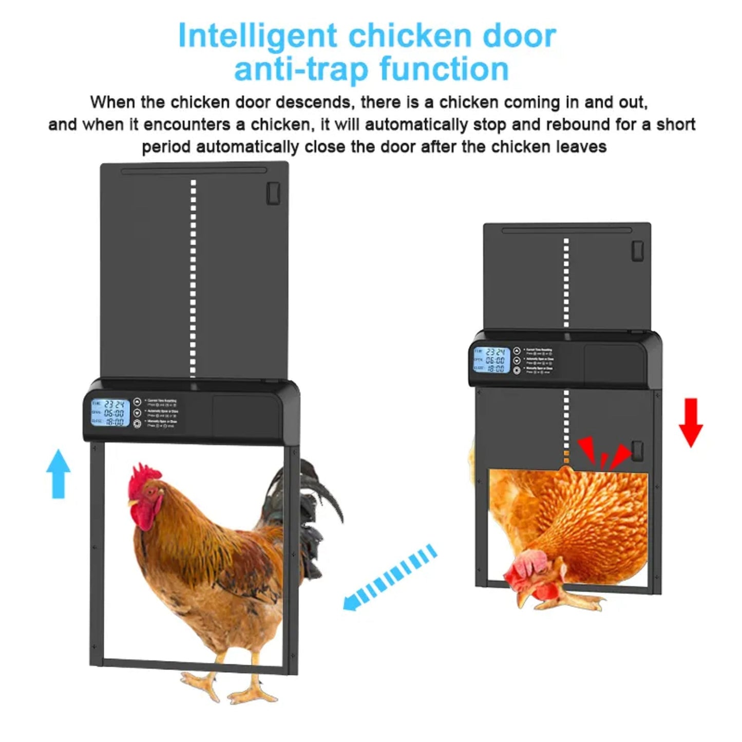 Porte de poulailler automatique intelligente avec minuterie