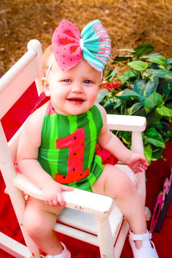 One in a melon birthday romper