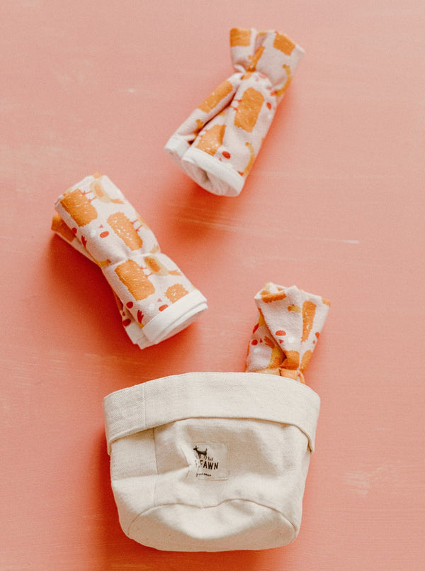 Set of 3 Flour Sack Burp Cloths - Chicken