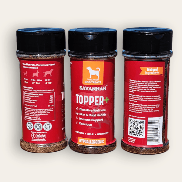 Topper Plus: Ostrich & Beetroot (3oz) – The Flavorful, Gut-Healthy Superfood Boost for Your Dog's Kibble