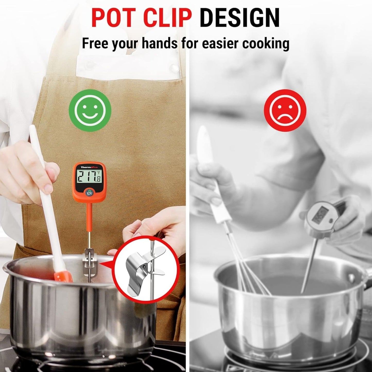 Thermomètre à viande à lecture instantanée ThermoPro TP509 avec clip pour casserole