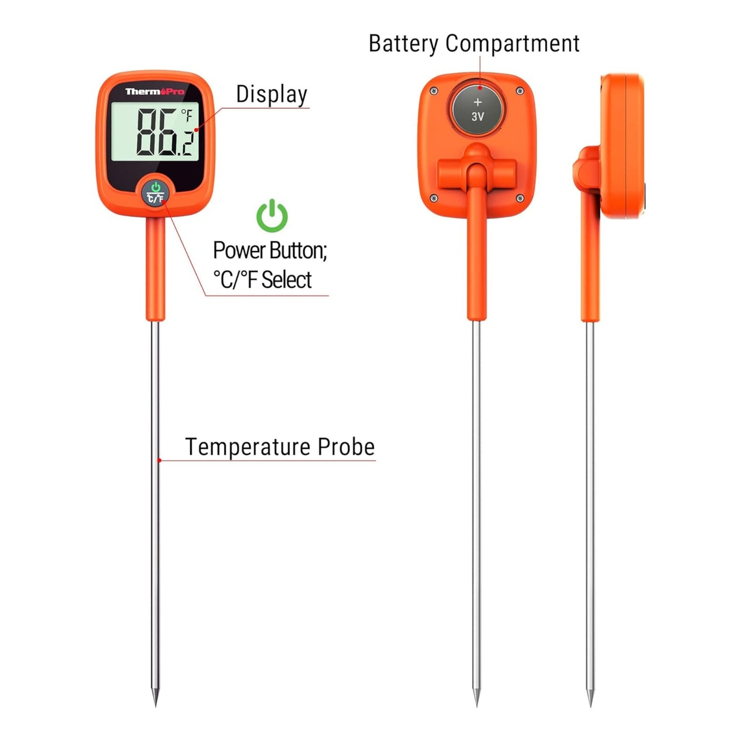 Thermomètre à viande à lecture instantanée ThermoPro TP509 avec clip pour casserole