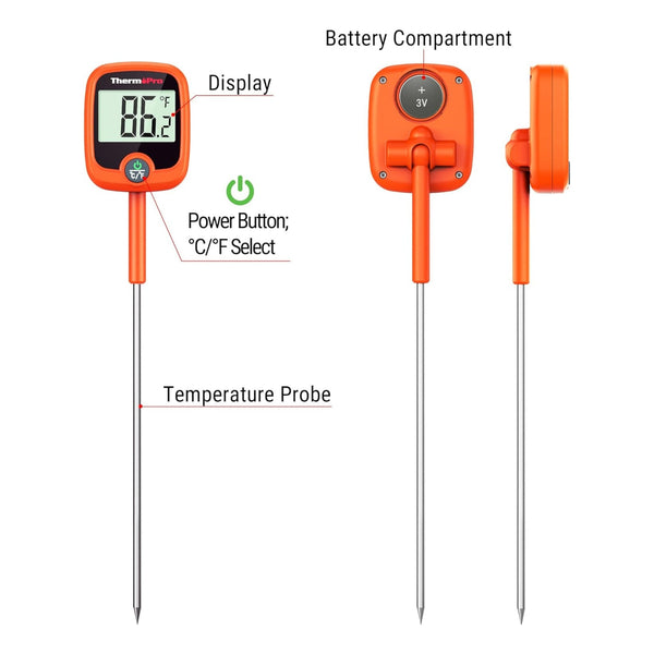 ThermoPro TP509 Instant Read Meat Thermometer with Pot Clip