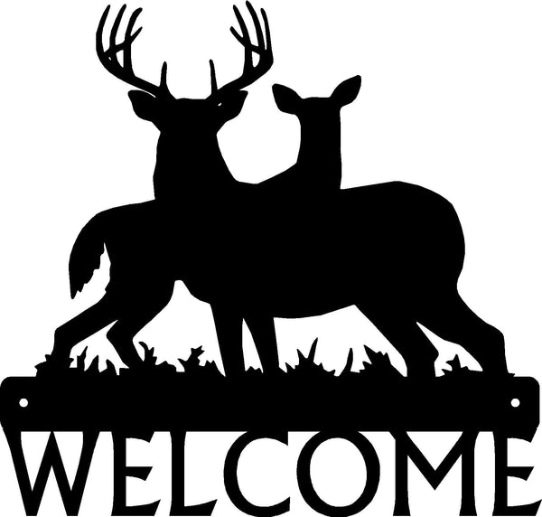 Deer Family #1: Buck and Doe Welcome Sign