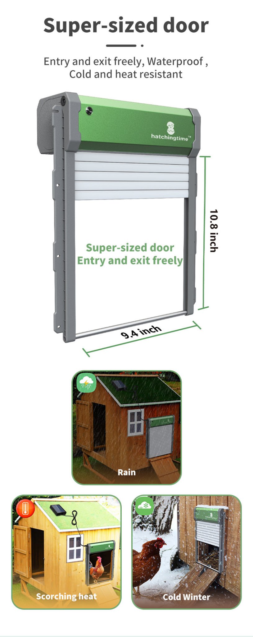 Porte de poulailler automatique à énergie solaire avec télécommande